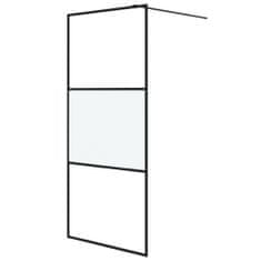 Greatstore Sprchová zástěna walk-in černá 90x195 cm napůl mléčné ESG sklo