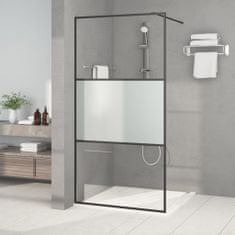 Greatstore Sprchová zástěna walk-in černá 100x195 cm napůl mléčné ESG sklo