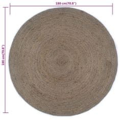 Vidaxl Ručně vyrobený koberec juta kulatý 180 cm šedý
