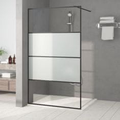 Greatstore Sprchová zástěna walk-in černá 115x195 cm napůl mléčné ESG sklo