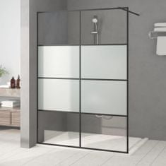 Greatstore Sprchová zástěna walk-in černá 140x195 cm napůl mléčné ESG sklo