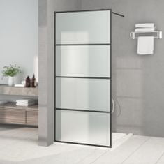 Greatstore Sprchová zástěna walk-in černá 90 x 195 cm mléčné ESG sklo