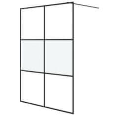 Greatstore Sprchová zástěna walk-in černá 140x195 cm napůl mléčné ESG sklo