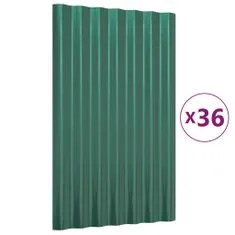 Vidaxl Střešní panely 36 ks práškově lakovaná ocel zelené 60 x 36 cm