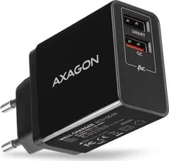 AXAGON ACU-QS24, QC & SMART nabíječka do sítě 24W, 2x USB-A port, QC3.0/AFC/FCP + 5V/1.2A