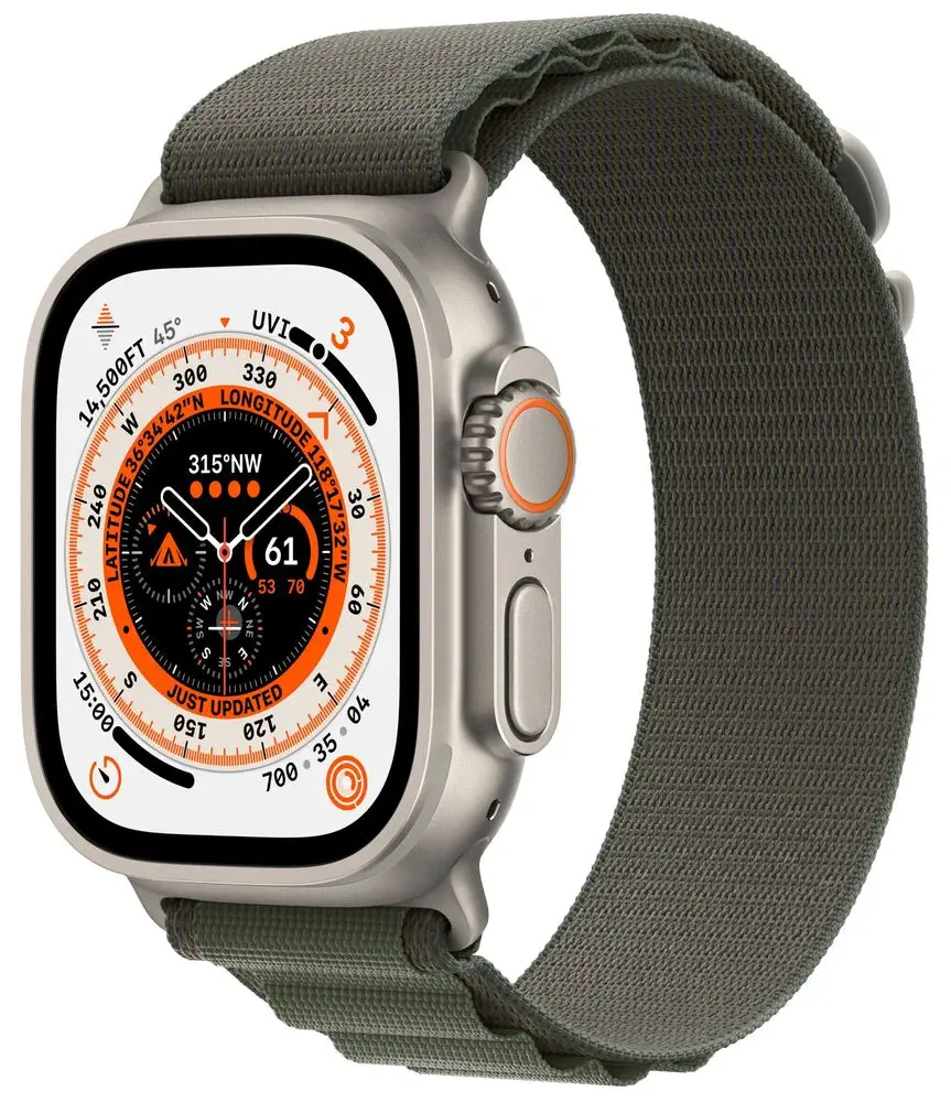 Apple Watch Ultra Cellular, 49mm Titanium Case with Green Alpine Loop Large MQFP3CS/A - rozbaleno