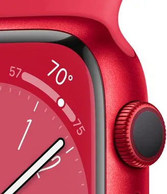 Inteligentné hodinky Apple Watch Series 8, 41 mm, Apple Pay Retina displej vodeodolnosť WR50 pre plávanie detekcia autonehody nové funkcie fázy spánku SOS volania krytie proti prachu akcelerometer GPS stále zapnuté EKG monitorovanie tepu srdcovej činnosti hudobný prehrávač volania notifikácie NFC platby Apple Pay hluk App Store Senzor snímanie okysličenia krvi meranie fyzickej kondície VO2 max automatické privolanie pomoci