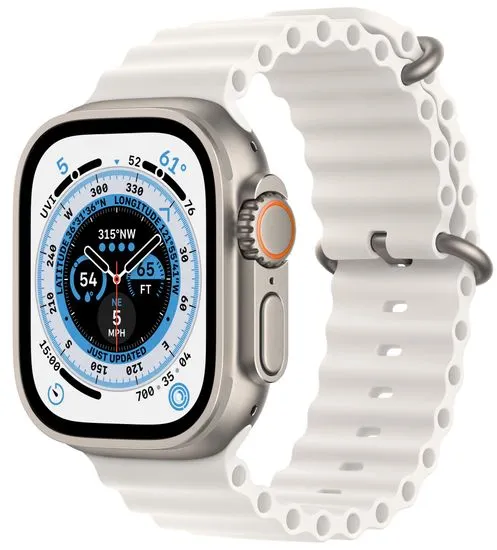 Apple Watch Ultra Cellular, 49mm Titanium Case with White Ocean Band MNHF3CS/A - zánovní