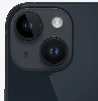 Apple iPhone 14, supervýkonný procesor, strojové učení, A15 Bionic, velký displej, trojitý zadní ultraširokoúhlý fotoaparát, přední fotoaparát 12 Mpx, IP68, voděodolný, Face ID, Dolby Atmos