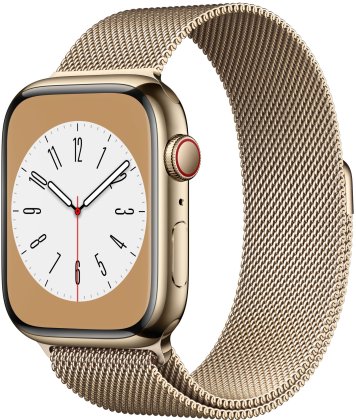 Chytré hodinky Apple Watch Series 8 Cellular, 41mm, Apple Pay Retina displej voděodolnost WR50 pro plavání detekce autonehody nové funkce fáze spánku SOS volání krytí proti prachu akcelerometr GPS stále zapnutý EKG monitorování tepu srdeční činnosti hudební přehrávač volání notifikace NFC platby Apple Pay hluk App Store Senzor pro snímání okysličení krve měření fyzické kondice VO2 max