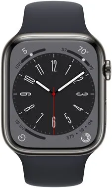 Chytré hodinky Apple Watch Series 8 Cellular eSIM funkce esim oboustranná komunikace, 41mm, Apple Pay Retina displej voděodolnost WR50 pro plavání detekce autonehody nové funkce fáze spánku SOS volání krytí proti prachu akcelerometr GPS stále zapnutý EKG monitorování tepu srdeční činnosti hudební přehrávač volání notifikace NFC platby Apple Pay hluk App Store Senzor pro snímání okysličení krve měření fyzické kondice VO2 max