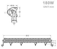 Stualarm LED rampa s pozičním světlem, 60x3W, 813mm, ECE R10 (wl-86180)