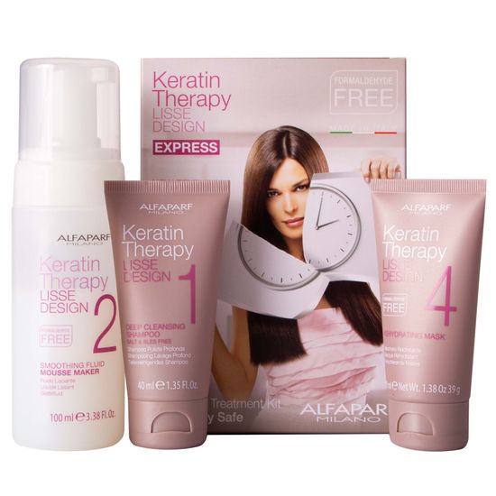 Alfaparf Milano Lisse Design Keratin Intro Kit pro keratinové narovnání vlasů, efekt keratinového narovnání přetrvává až 3 měsíce