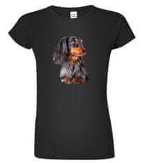 Hobbytriko Dámské tričko s jezevčíkem - Jezevčík dlouhosrstý Barva: Růžová (30), Velikost: 2XL, Střih: dámský