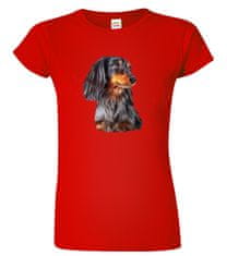 Hobbytriko Dámské tričko s jezevčíkem - Jezevčík dlouhosrstý Barva: Růžová (30), Velikost: 2XL, Střih: dámský