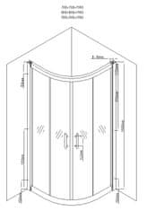 Mexen RIO sprchový kout čtvrtkruh 80x80x190 cm 5mm chrom-kouřové 863-080-080-01-40 - MEXEN