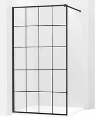 Mexen KIOTO sprchová stěna walk-in 140x200 cm 8mm černý vzor - 1, 800-140-000-00-77 - MEXEN