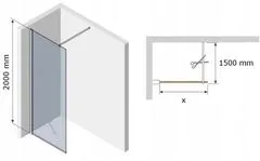 Mexen KIOTO sprchová stěna walk-in 150x200 cm 8mm 800-150-000-00-00 - MEXEN