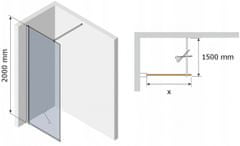 Mexen KIOTO sprchová stěna walk-in 90x200 cm 8mm sklo grafit 800-090-000-00-40 - MEXEN