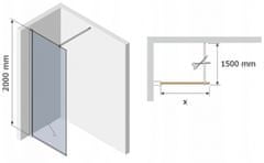 Mexen KIOTO sprchová stěna walk-in 120x200 cm 8mm sklo linie 800-120-000-00-35 - MEXEN