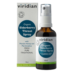 Viridian Organ Elderberry Throat Spray 50 ml (Sprej při bolesti v krku a kašli Bio)