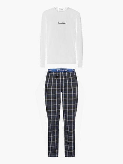 Calvin Klein Pánský pyžamový set - NM2184E 1MT - bílá/modrá - Calvin Klein