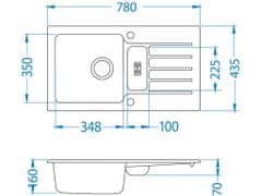 Alveus NIAGARA 70 G-11 bílá (780x435mm)+ pop- up sifon