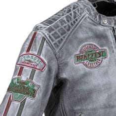 W-TEC Pánská kožená moto bunda Sheawen Waxed Grey Barva šedá, Velikost 4XL