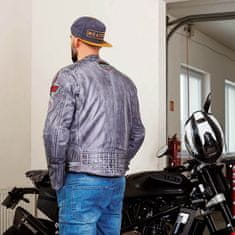 W-TEC Pánská kožená moto bunda Sheawen Waxed Grey Barva šedá, Velikost 4XL