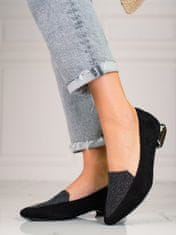 Amiatex Designové dámské černé mokasíny bez podpatku + Ponožky Gatta Calzino Strech, černé, 36