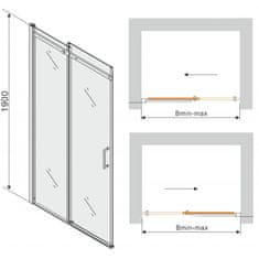 Mexen OMEGA sprchové dveře 160x190 cm 8 mm černá-čiré 825-160-000-70-00 - MEXEN