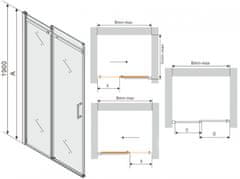 Mexen OMEGA sprchové dveře 160x190 cm 8 mm černá-čiré 825-160-000-70-00 - MEXEN