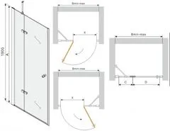 Mexen Mexen Roma Sprchové dveře pantové 70 cm, průhledné, zlaté - 854-070-000-50-00 - MEXEN