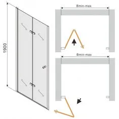 Mexen LIMA sprchové dveře zalamovací 100x190 cm 6mm, chrom-kouřové 856-100-000-01-40 - MEXEN