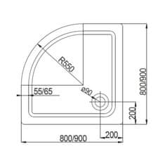 Mereo Sprchová vanička R550, 90x90x14 cm, SMC, bílá, včetně nožiček a sifonu 90 mm CV01H - Mereo