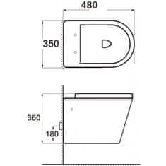 Mexen RICO BLACK RIMLESS závěsný klozet DUROPLAST 30721070 - MEXEN