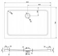 Mexen Mexen slim obdélníková sprchová vanička 80 x 70 cm, bílá - 40107080 - MEXEN