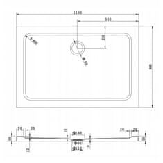 Mexen Mexen slim obdélníková sprchová vanička 110 x 90 cm, bílá - 40109011 - MEXEN