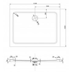 Mexen Mexen slim obdélníková sprchová vanička 110 x 100 cm, bílá - 40101011 - MEXEN