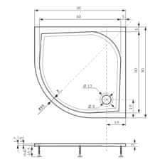 Teiko VIRGO Sprchová vanička 90x90x3, litý mramor bílá - Teiko