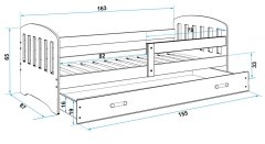 Importworld Dětská postel Bohuš 1 80x160 s úložným prostorem - 1 osoba – Bílá, Borovice