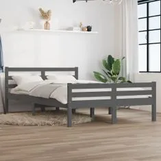 shumee Rám postele šedý masivní dřevo 140 x 200 cm