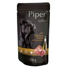 Piper ADULT 150g kapsička pro dospělé psy kuřecí srdce a hnědá rýže