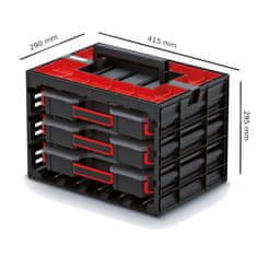 botle Třídící box Skříň na nářadí 29 x 41,5 x 29,5 cm s 3 organizátory s krabicemi