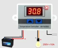 HADEX Digitální termostat XH-W3001, -50 až +110°C, napájení 24V