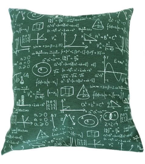 ShopTex Dekorační polštář matematické vzorce na tmavě zelené 45 x 45 cm