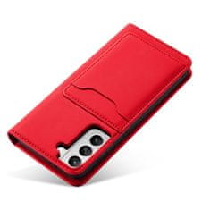 OEM Magnet Card Case elegantní knížkové pouzdro s venkovní kapsou na Samsung Galaxy S22 PLUS 5G Red