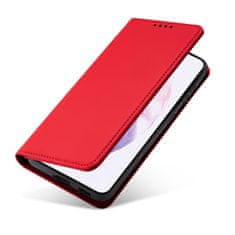 OEM Magnet Card Case elegantní knížkové pouzdro s venkovní kapsou na Samsung Galaxy S22 PLUS 5G Red