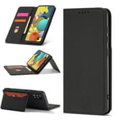 OEM Magnet Card Case elegantní knížkové pouzdro s venkovní kapsou na Xiaomi Redmi Note 11 / Redmi Note 11S Black