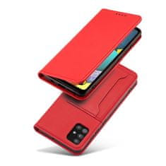 OEM Magnet Card Case elegantní knížkové pouzdro s venkovní kapsou na Xiaomi Redmi Note 11 / Redmi Note 11S Red